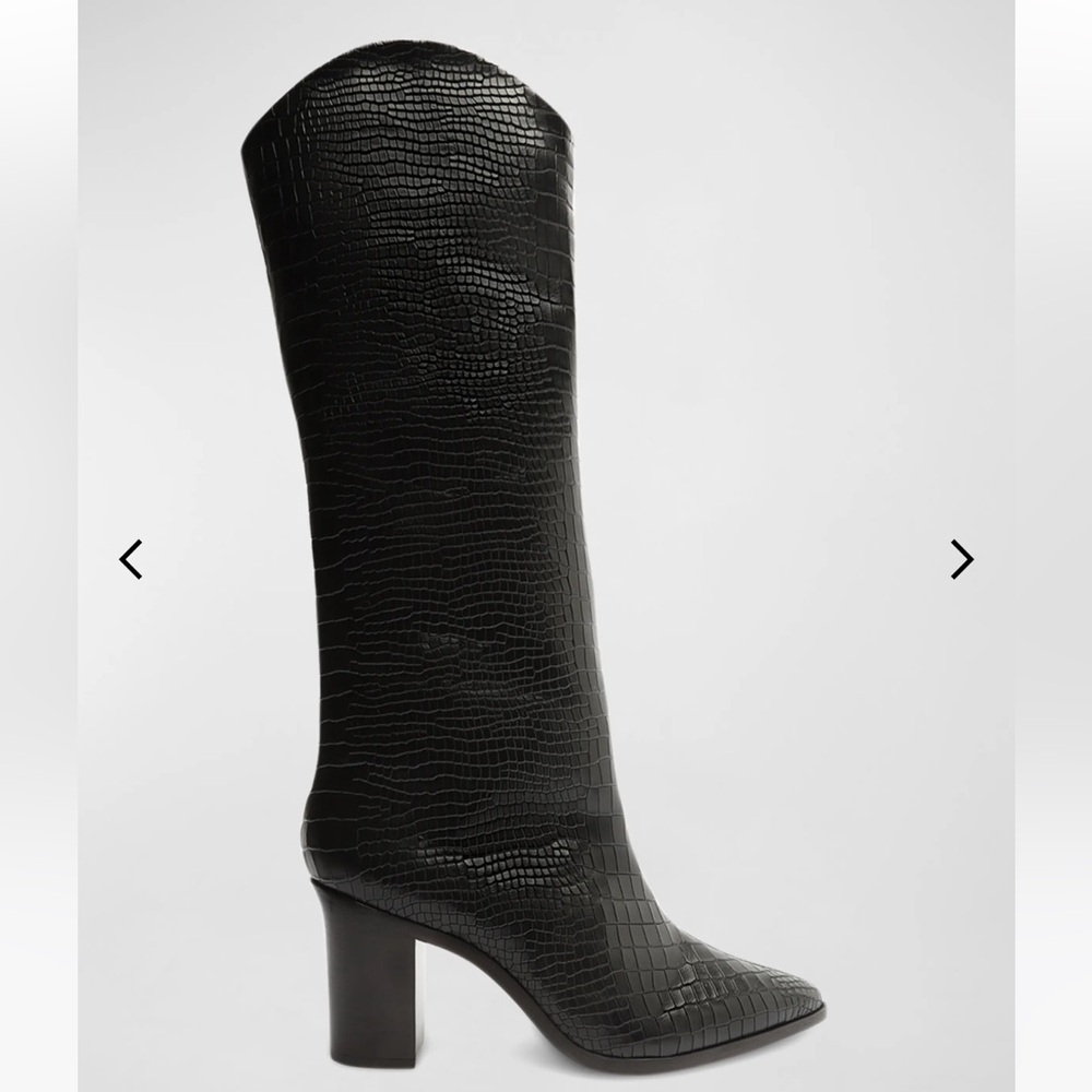 SCHUTZ Analeah Snake-Print Leather Tall Boots
